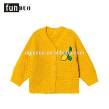 Enfant coton tricoté jaune veste casual citron chaud robe casual filles coton robes